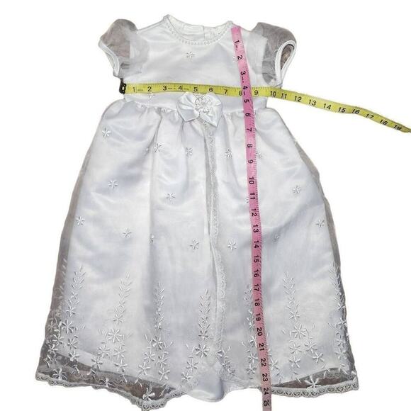 Infant Baby Girl Formal Dress, Embroidery & Beads Baptism Christening Gown, 6-9m - Picture 3 of 10